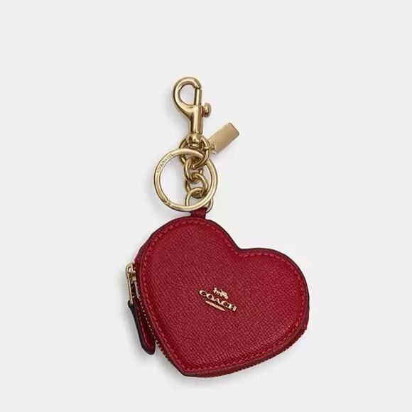 NWT Coach CP368 Heart Bag Charm IN Gold/Dark Ruby - Picture 5 of 6